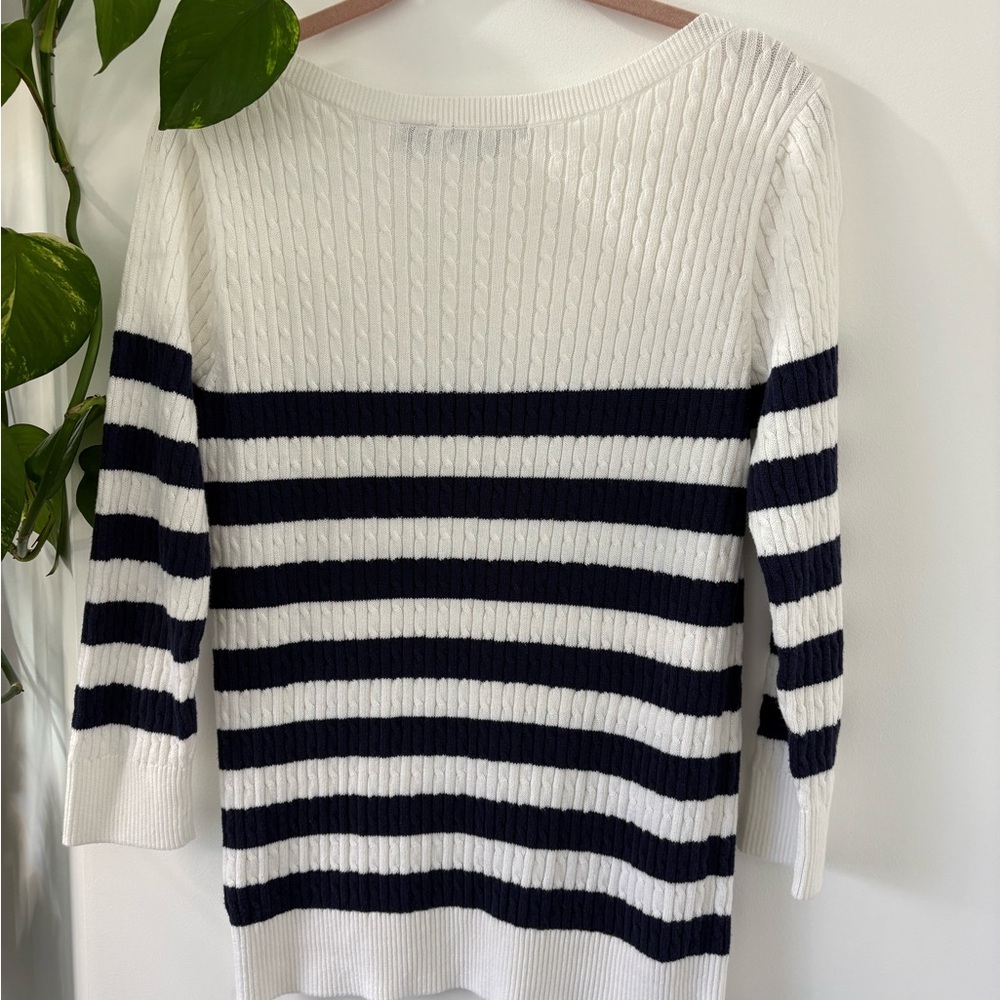 JEANNE PIERRE Navy and White Striped Sweater - Picture 5 of 6